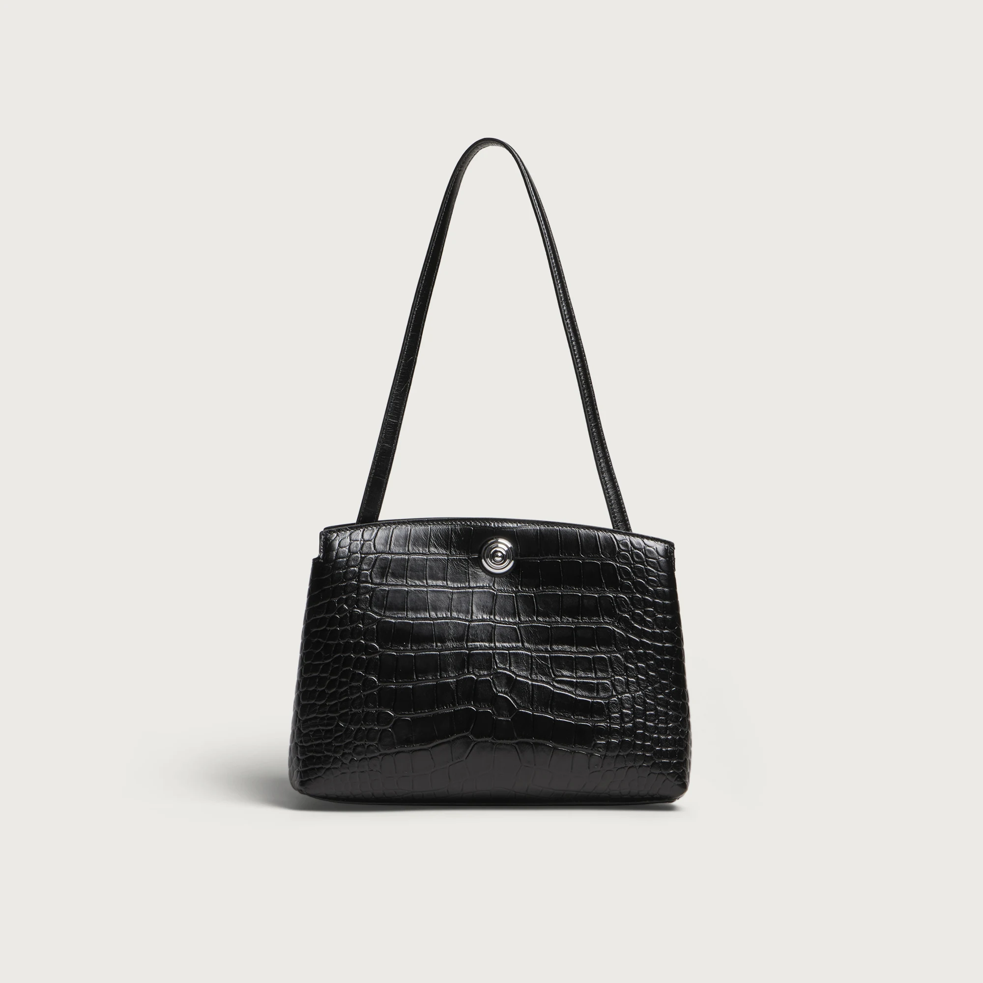Liffner Pushlock Pouch Croc Embossed Shoulder Bag