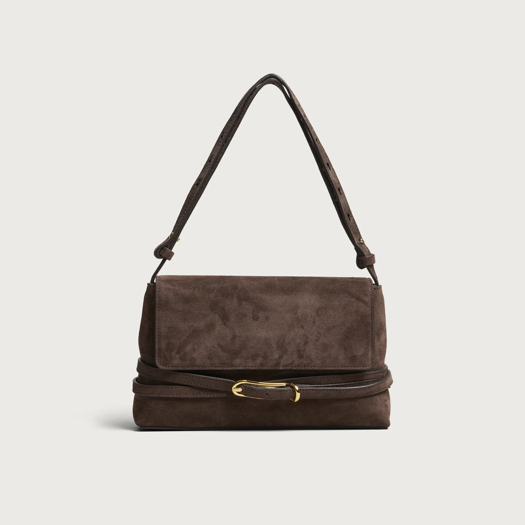 Liffner Belted Suede Shoulder Bag