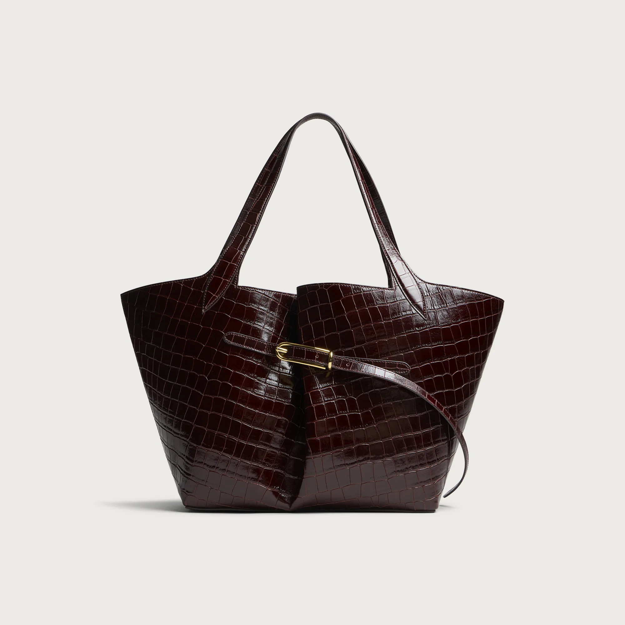 Liffner Belted Croc Embossed Tote Bag