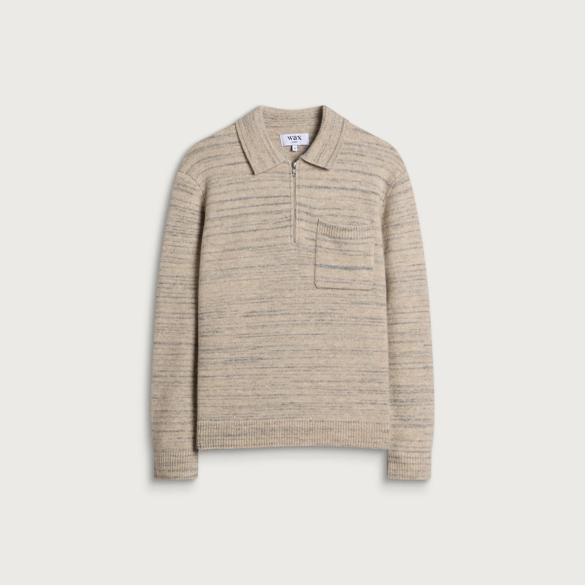 Wax London Alpha Zip Space Dye Long Sleeve Polo
