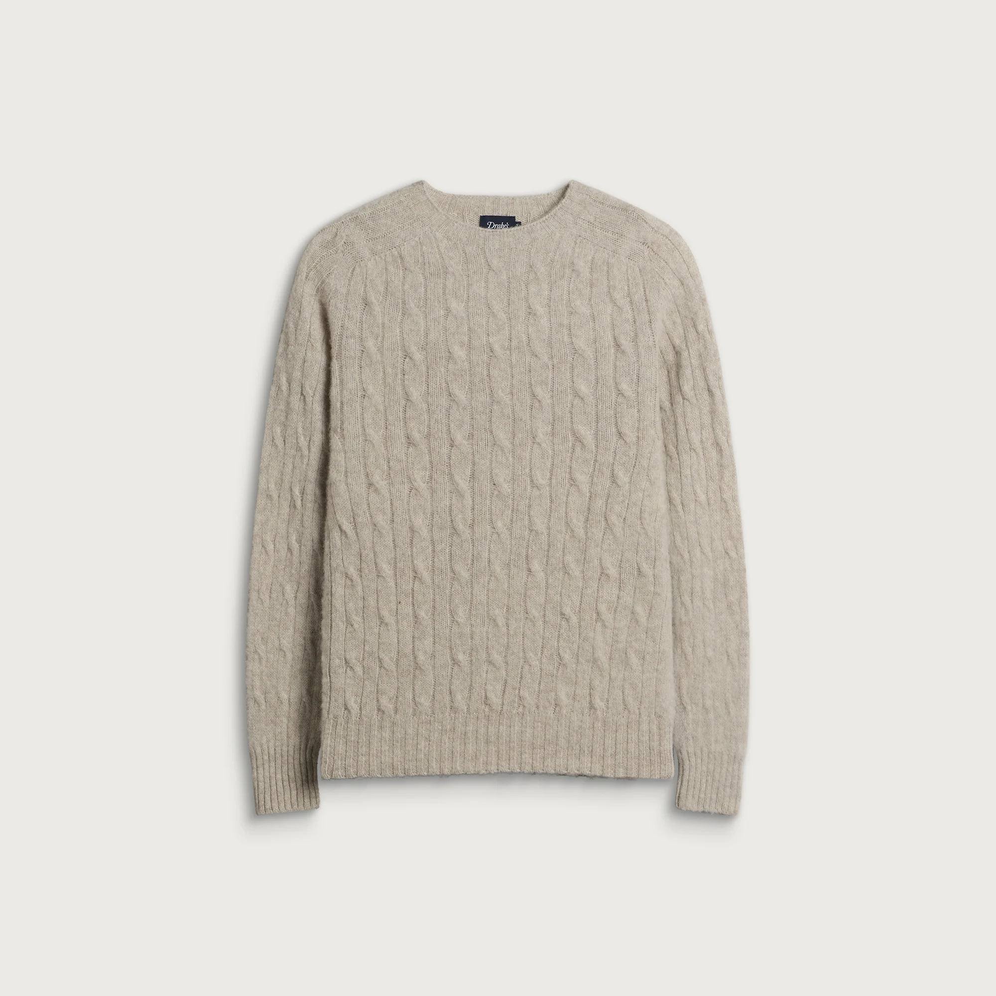 Drake's Brushed Shetland Cable Jumper