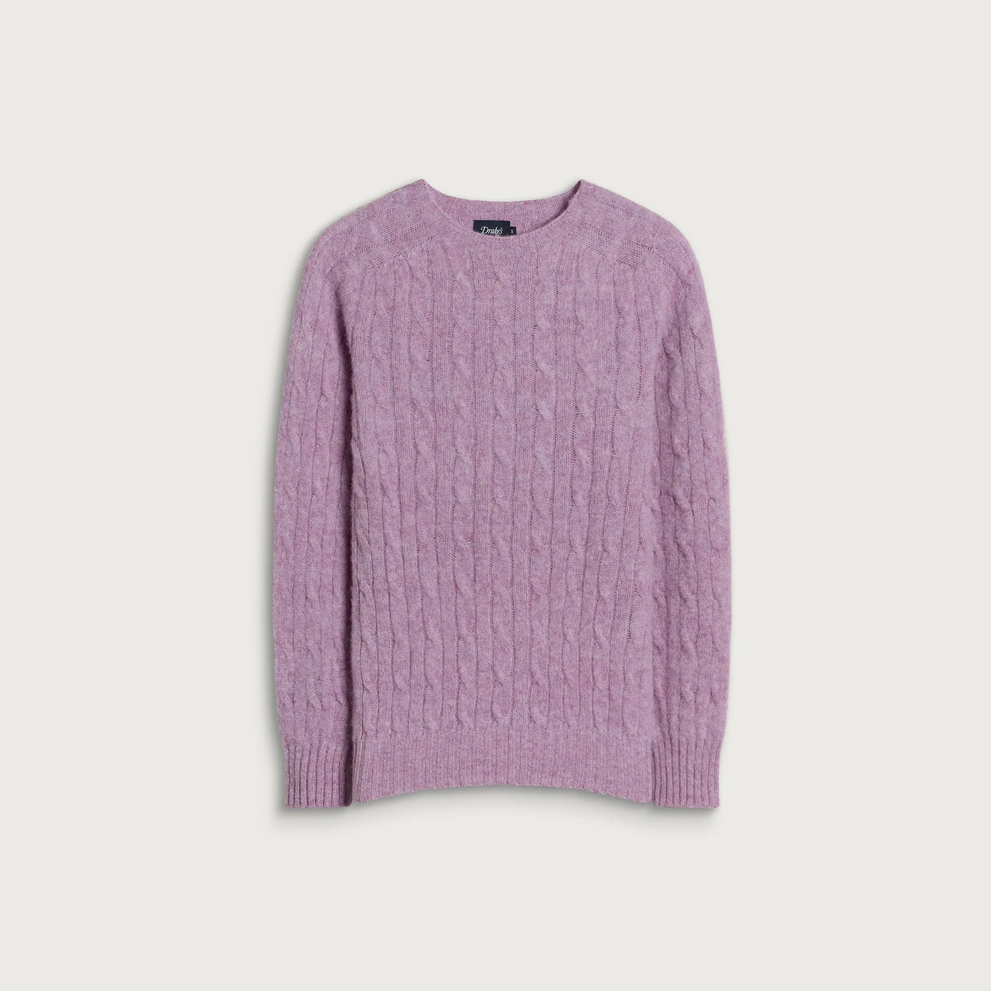 Drake's Brushed Shetland Cable Jumper