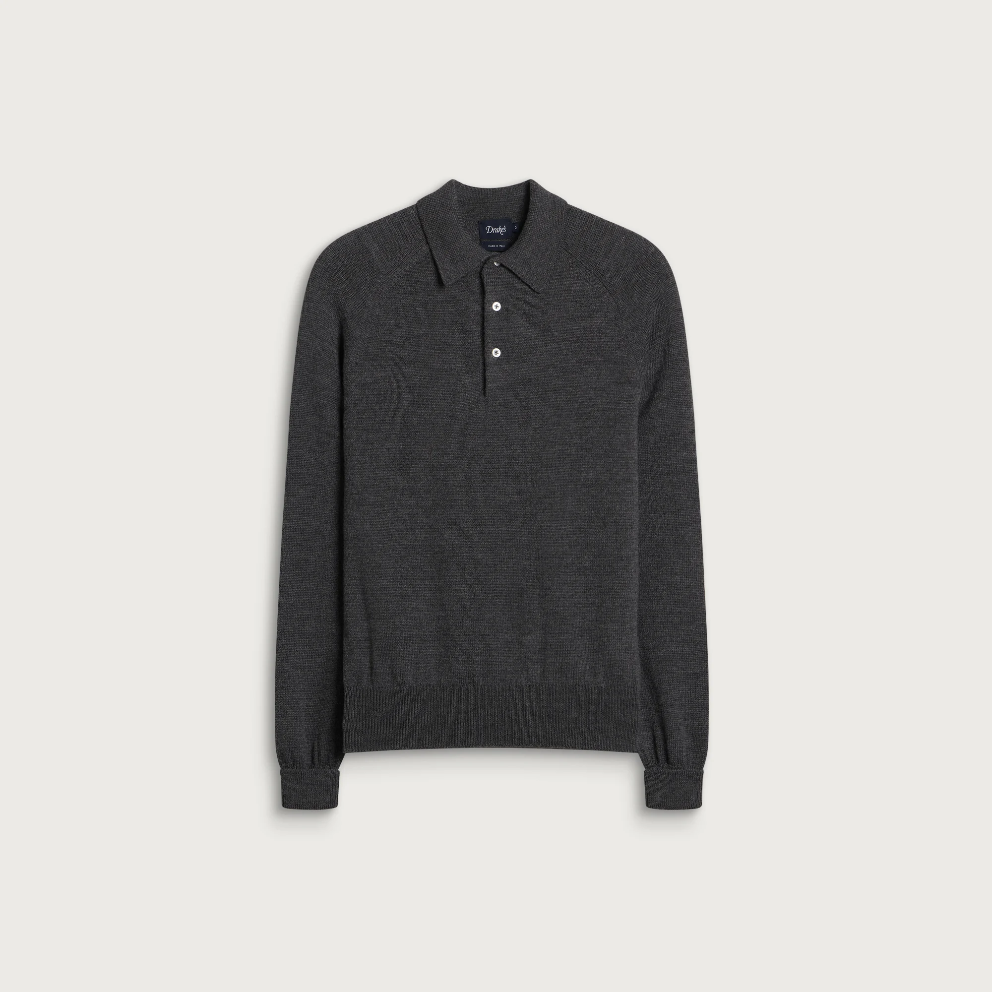 Drake's Long Sleeve Merino Wool Knitted Polo