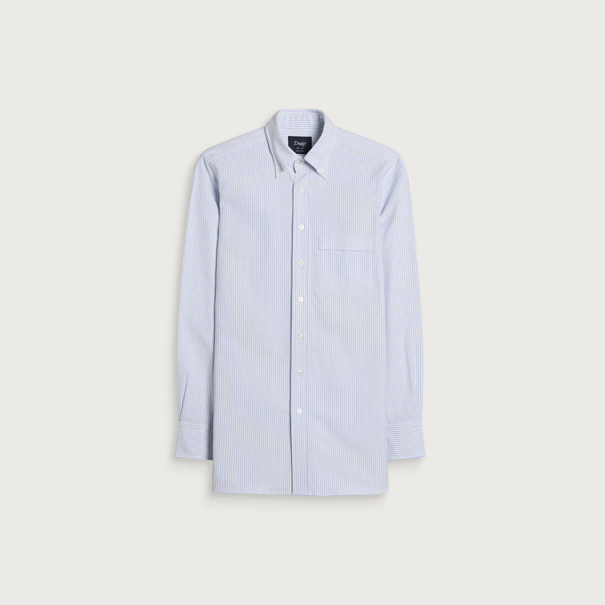 Drake's Ticking Stripe Button Down Oxford Shirt