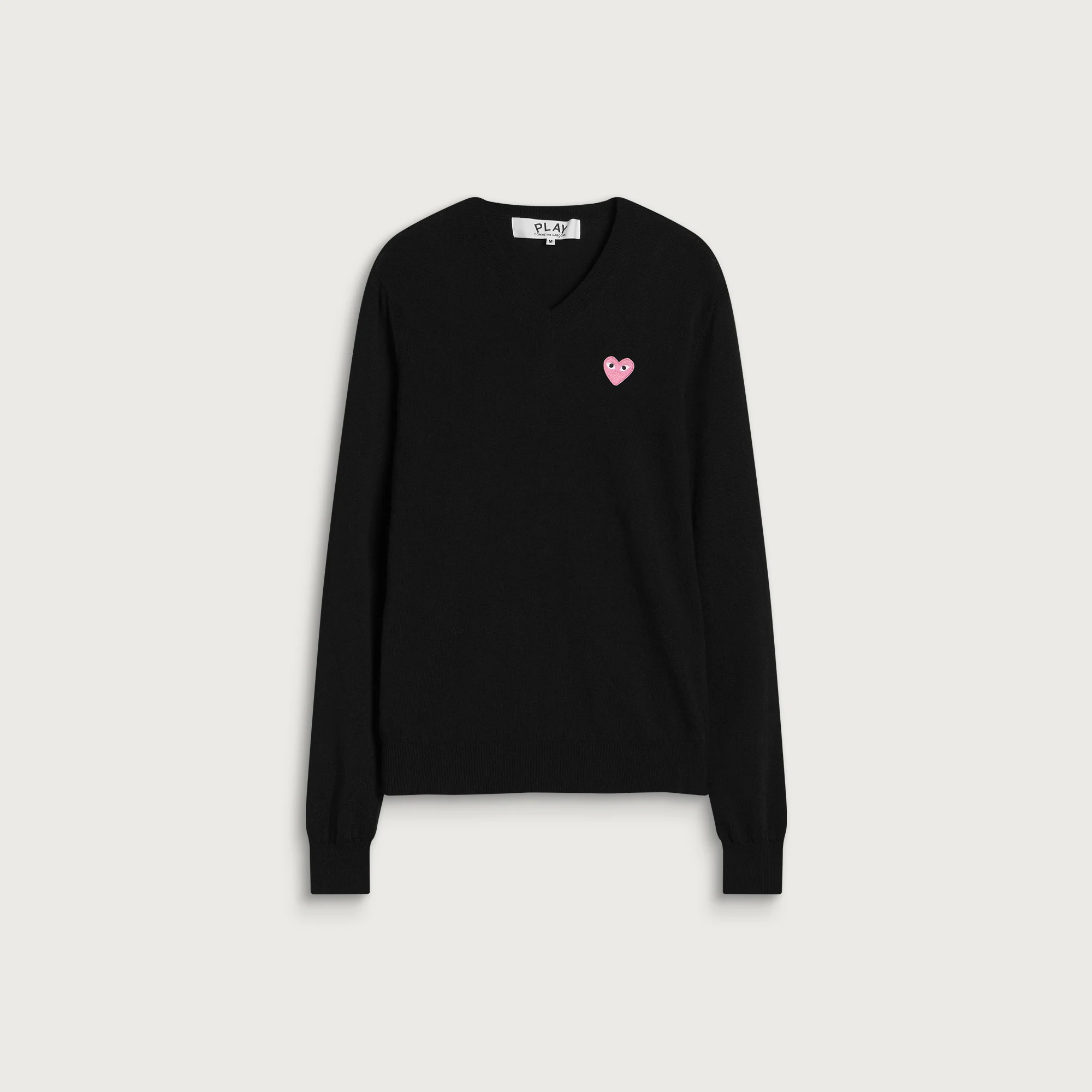 Comme des Garçons Play Pink Heart V Neck Jumper