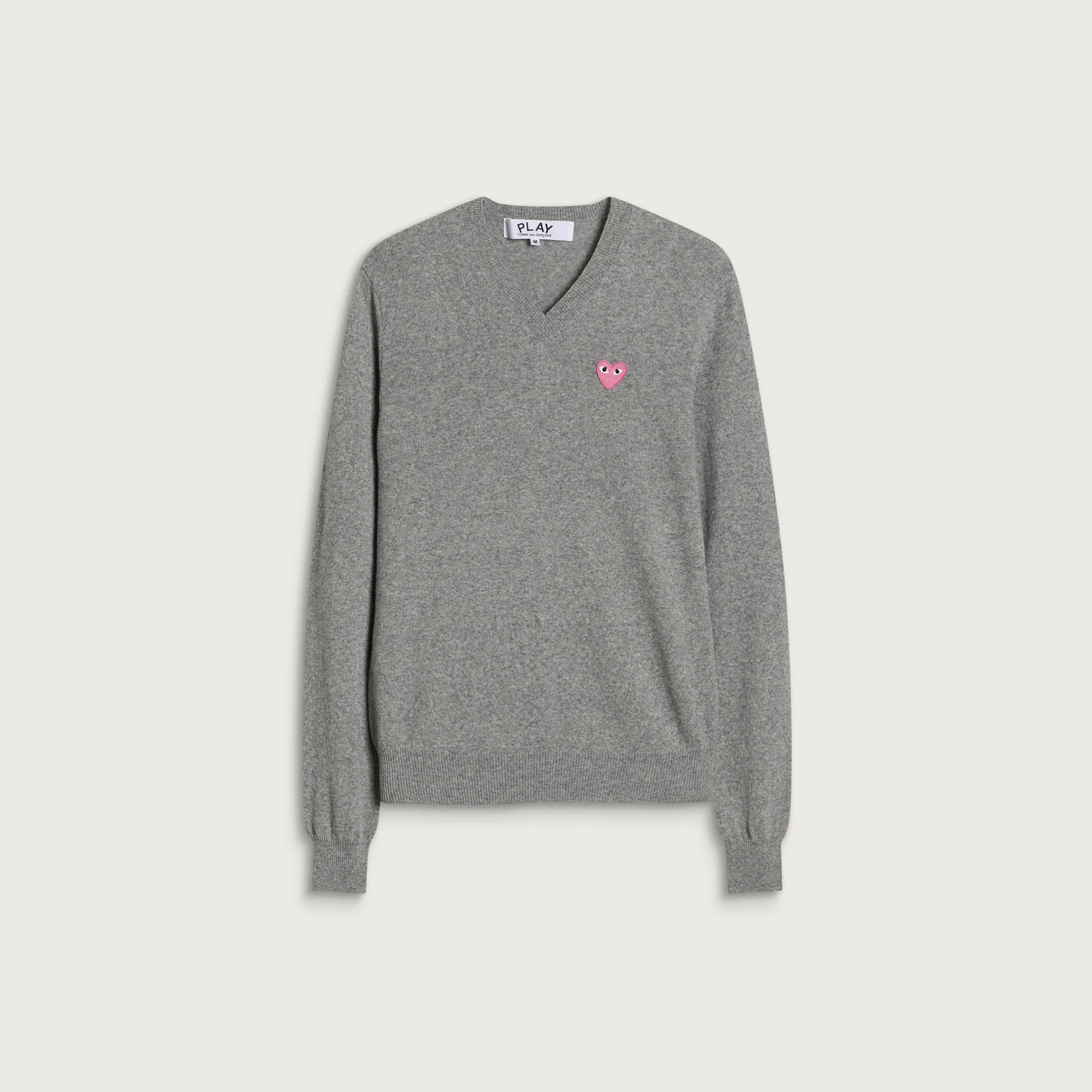Comme des Garçons Play Pink Heart V Neck Jumper