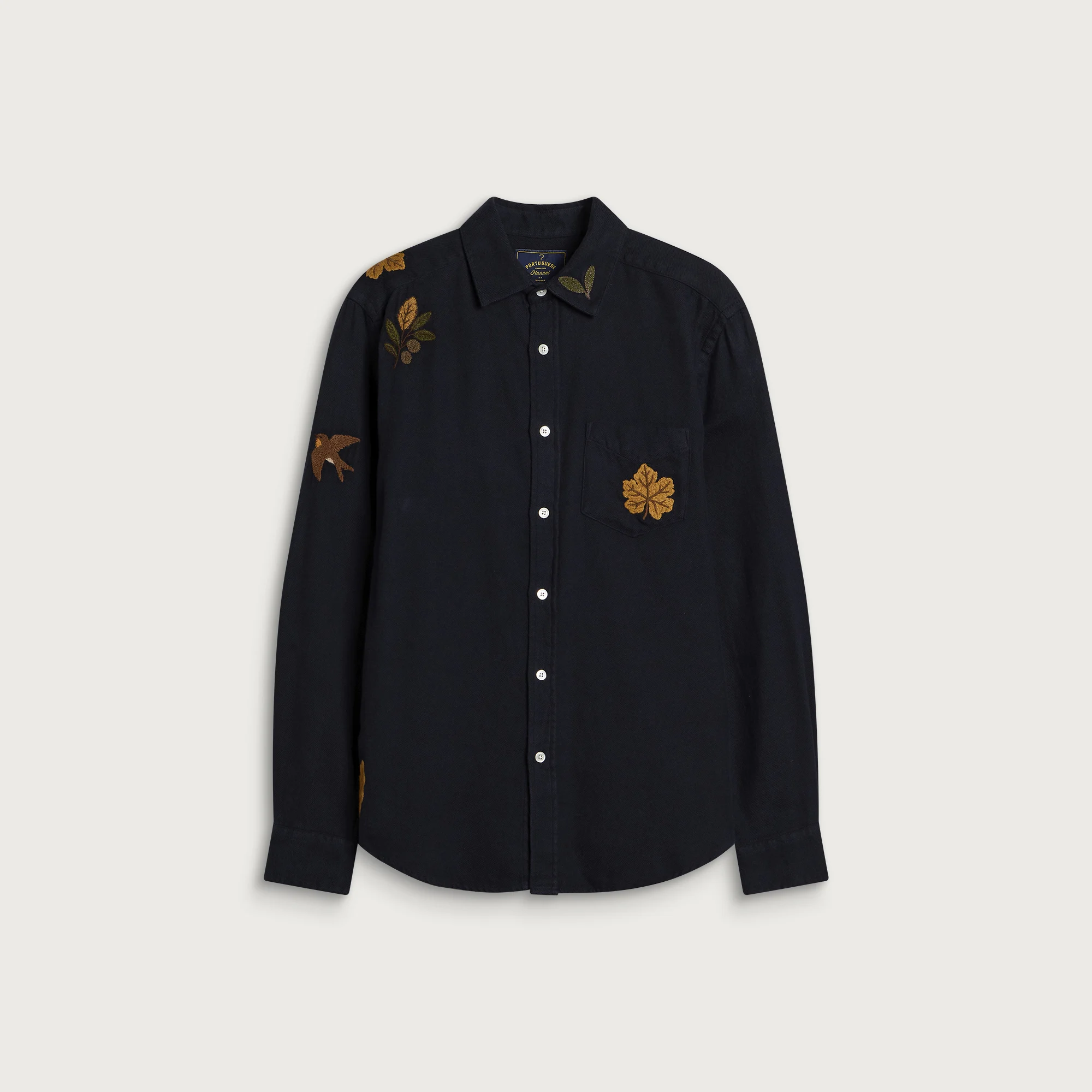 Portuguese Flannel Leaf Embroidery Flannel Shirt