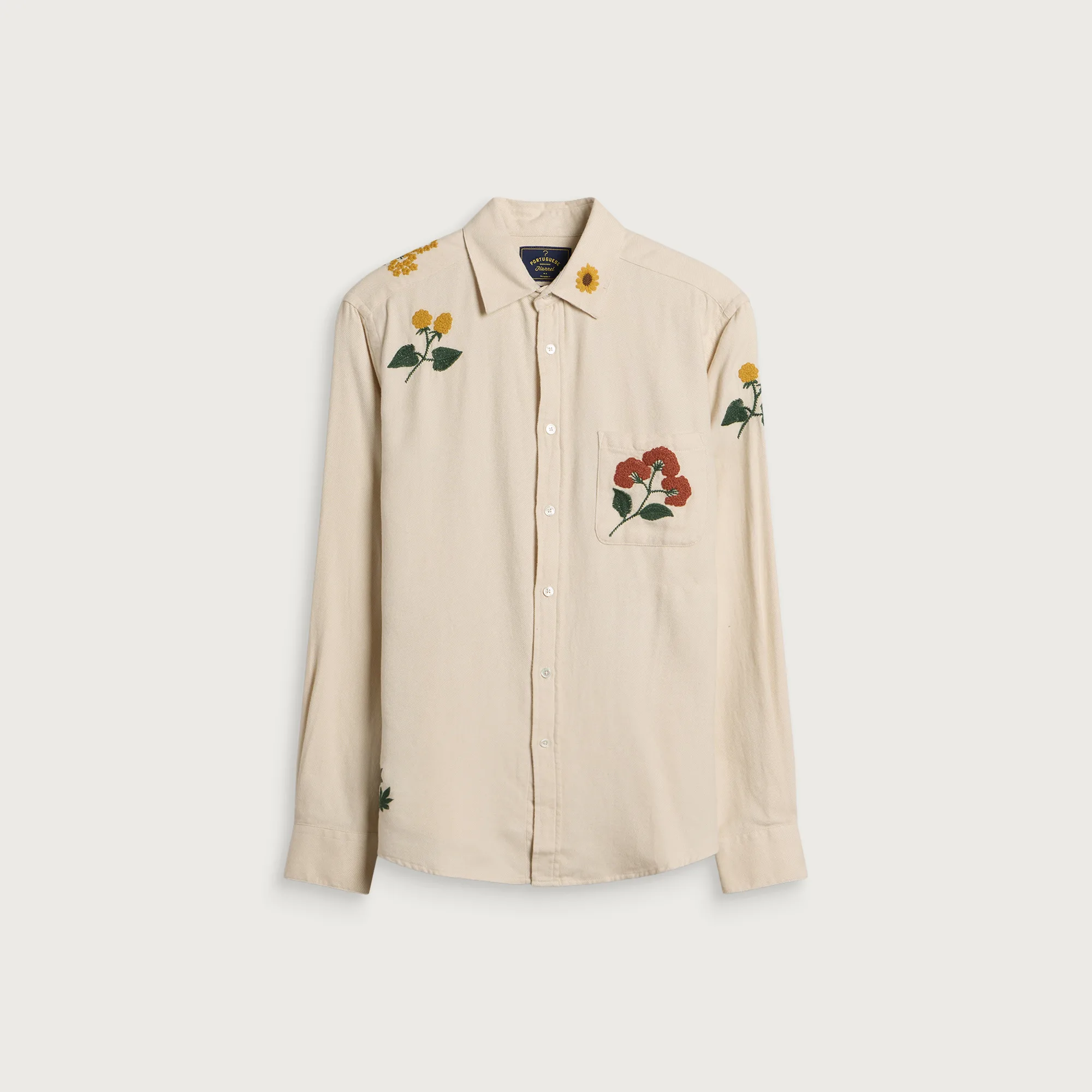 Portuguese Flannel Flower Embroidery Flannel Shirt