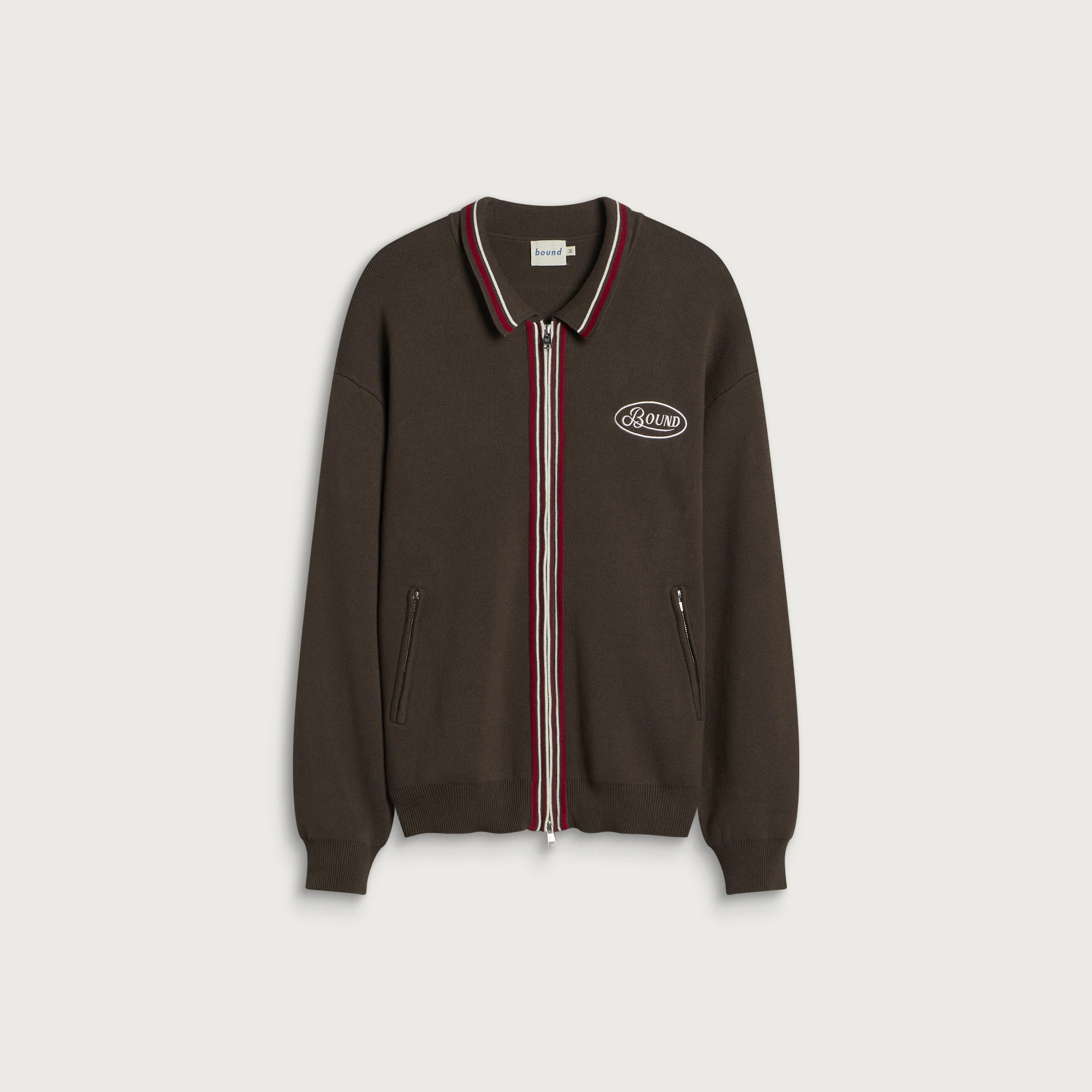 Bound Retro Disc Knit Zip Polo